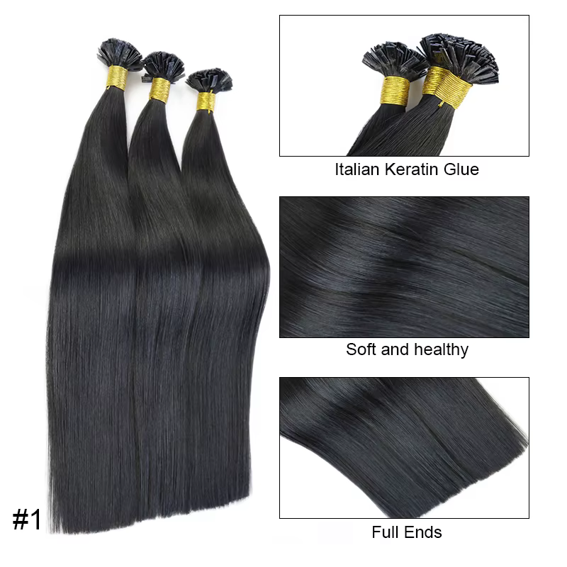 Nouvelles Extensions de cheveux humains Extension de cheveux à pointe plate droite cheveux humains 5