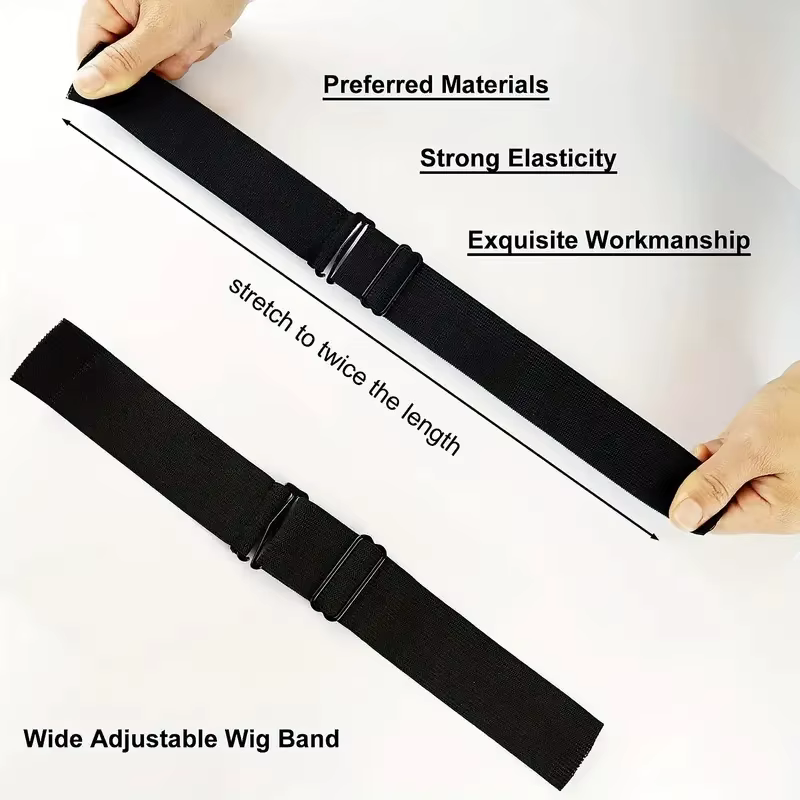 Bande élastique réglable noire pour perruques, sangles réglables pour perruques, outils de fabricati