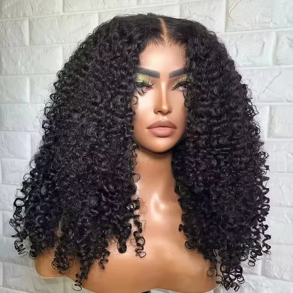 Crépus bouclés perruques 13x6 HD dentelle frontale perruque sans colle cheveux humains 4C Afro boucl