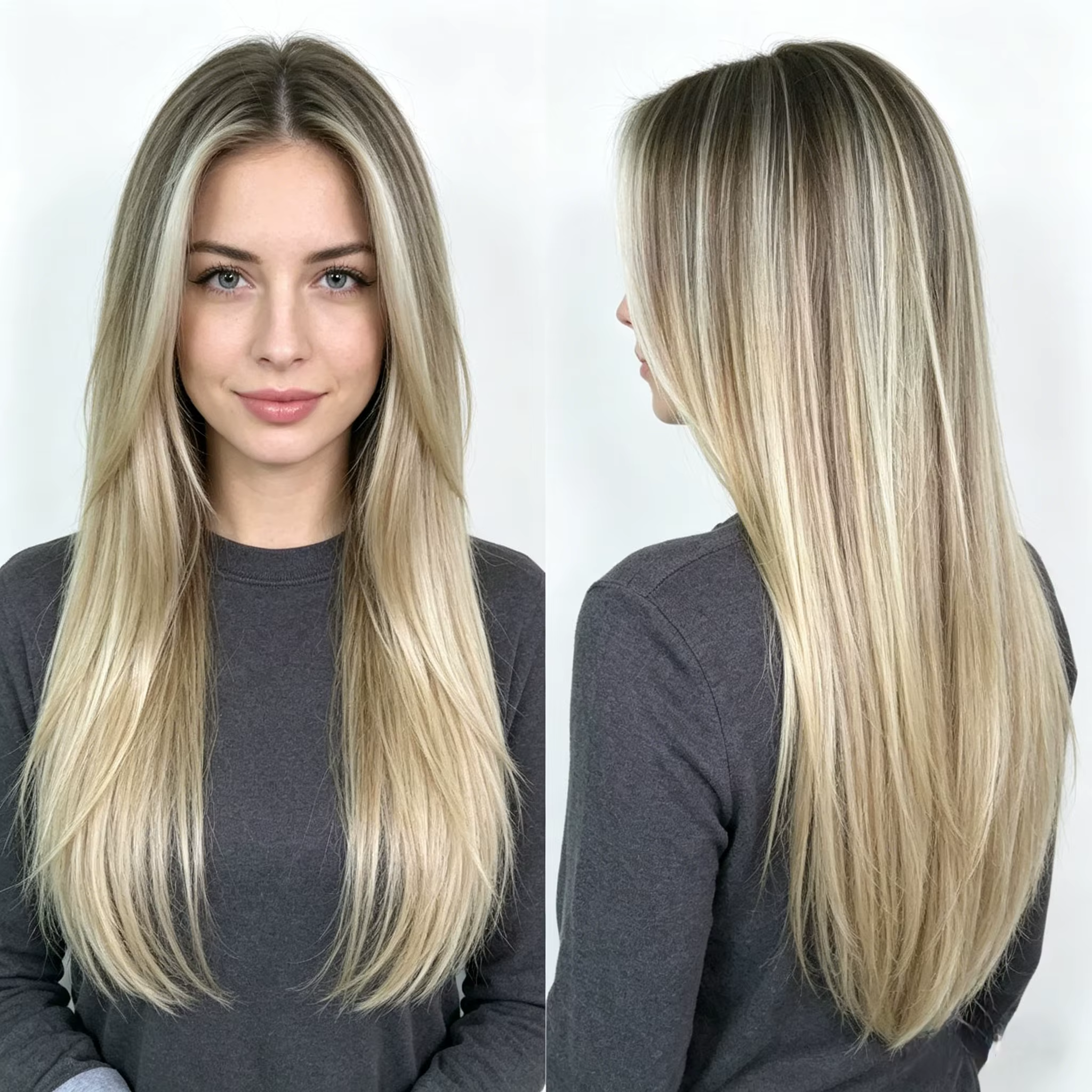 Perruque Lace Front Ombrée Blonde avec Mèches, Perruques Lisses pour Cosplay Lolita, Usage Quotidien
