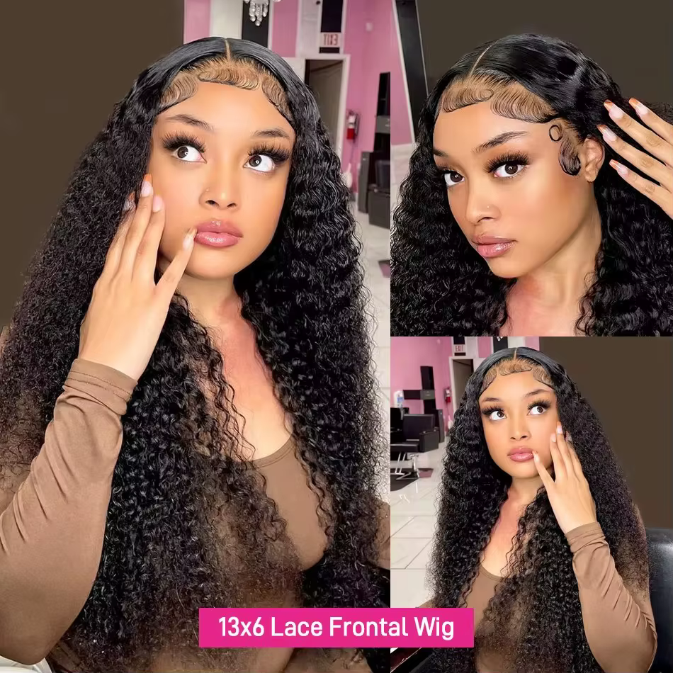 Crépus bouclés perruques 13x6 HD dentelle frontale perruque sans colle cheveux humains 4C Afro boucl