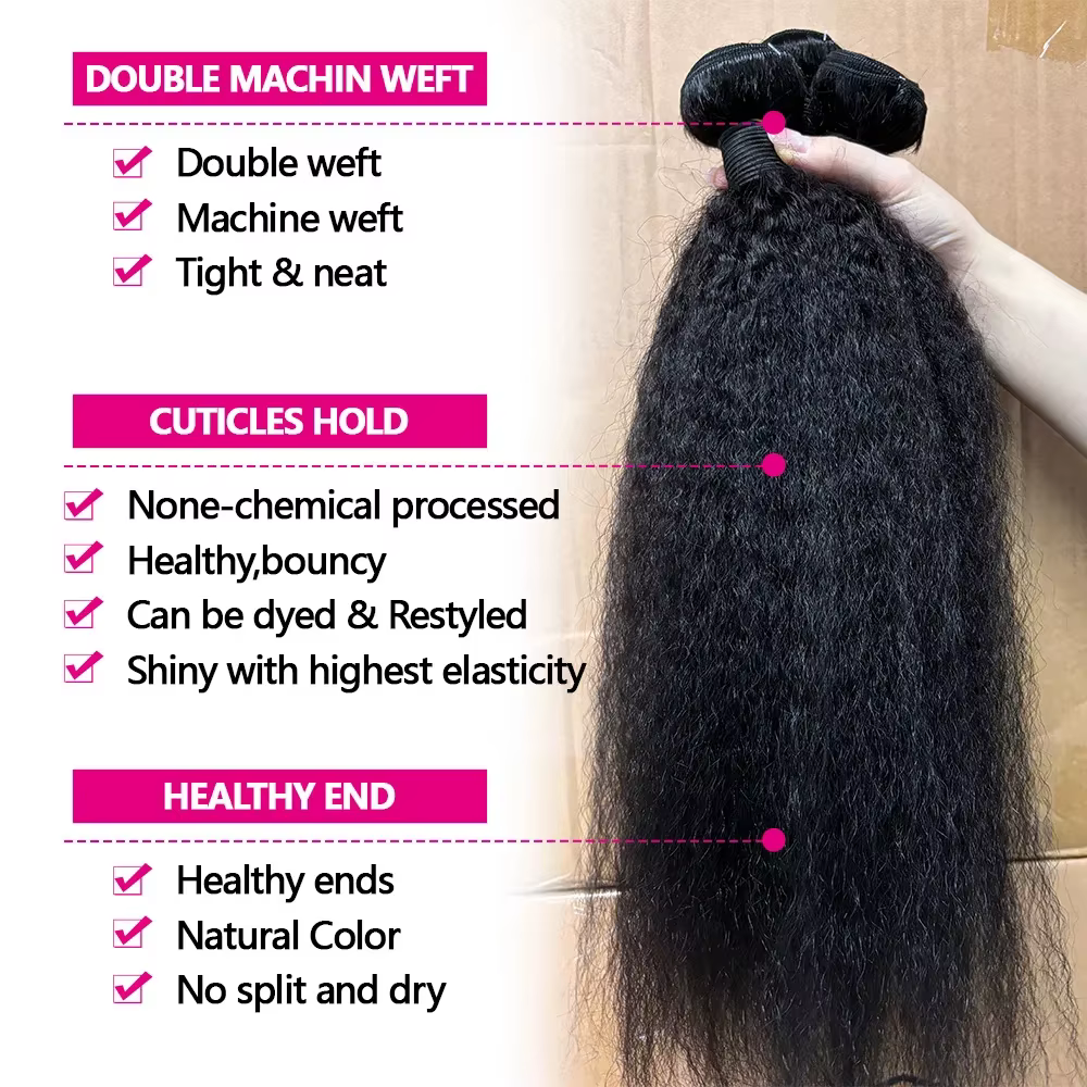 Kinky Straight Tissage Cheveux Humains Extension Cheveux 32 Inch Tissage Brésilienne 100% Human Hair