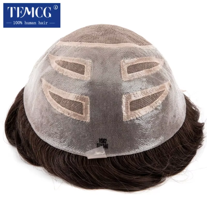VERSALITE-Toupet en cheveux naturels pour hommes, Lace Front, Mono Top, Perruque respirante, Prothès