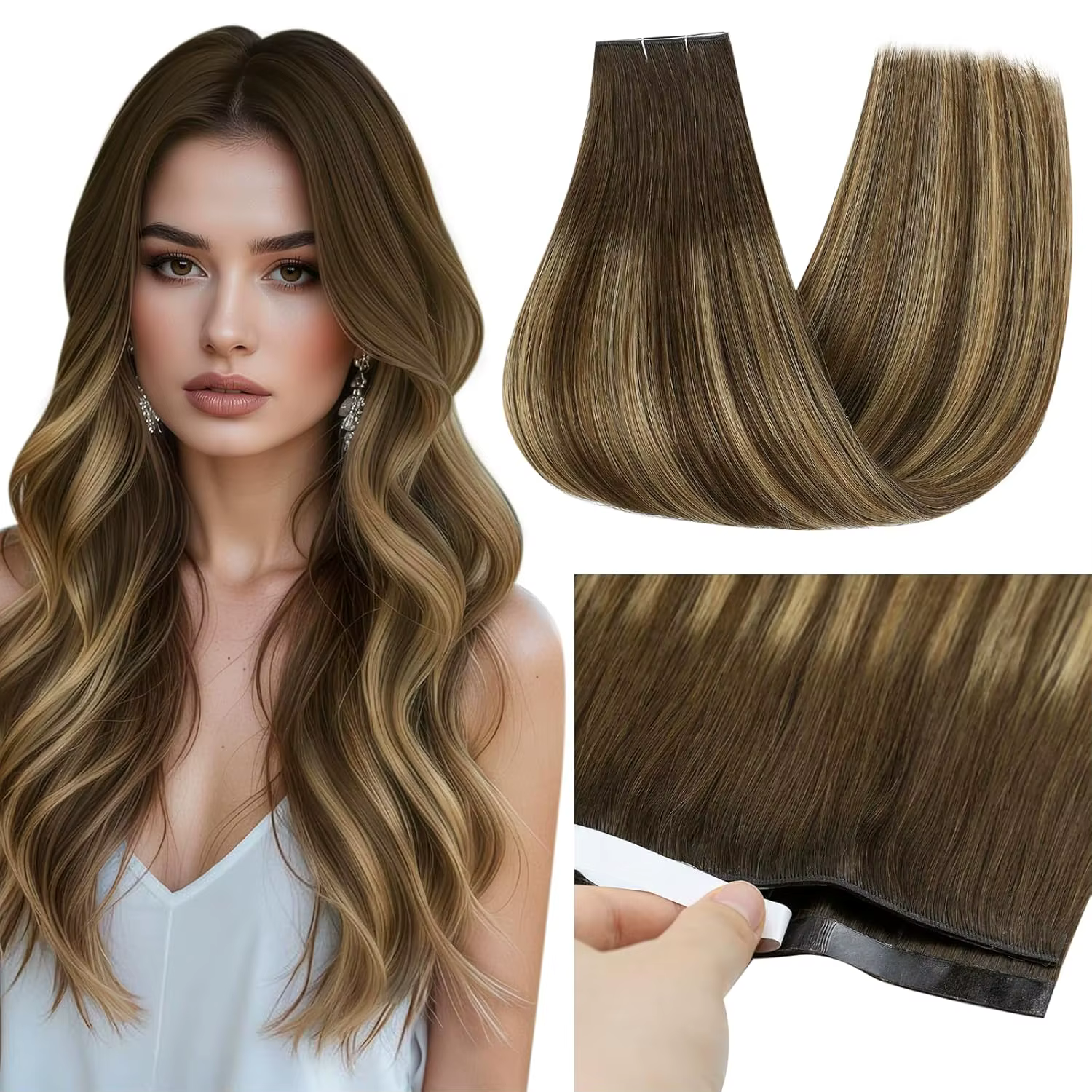 [NOUVEAU] Ugeat Remy bande dans les Extensions génie réel trame de cheveux humains bande Pu dans les