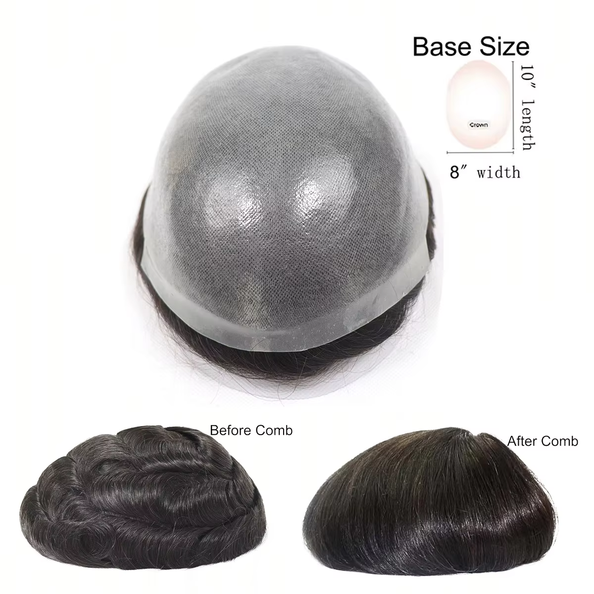 Toupet de peau fine, cheveux naturels, naissance des cheveux naturelle, prothèse capillaire à Double