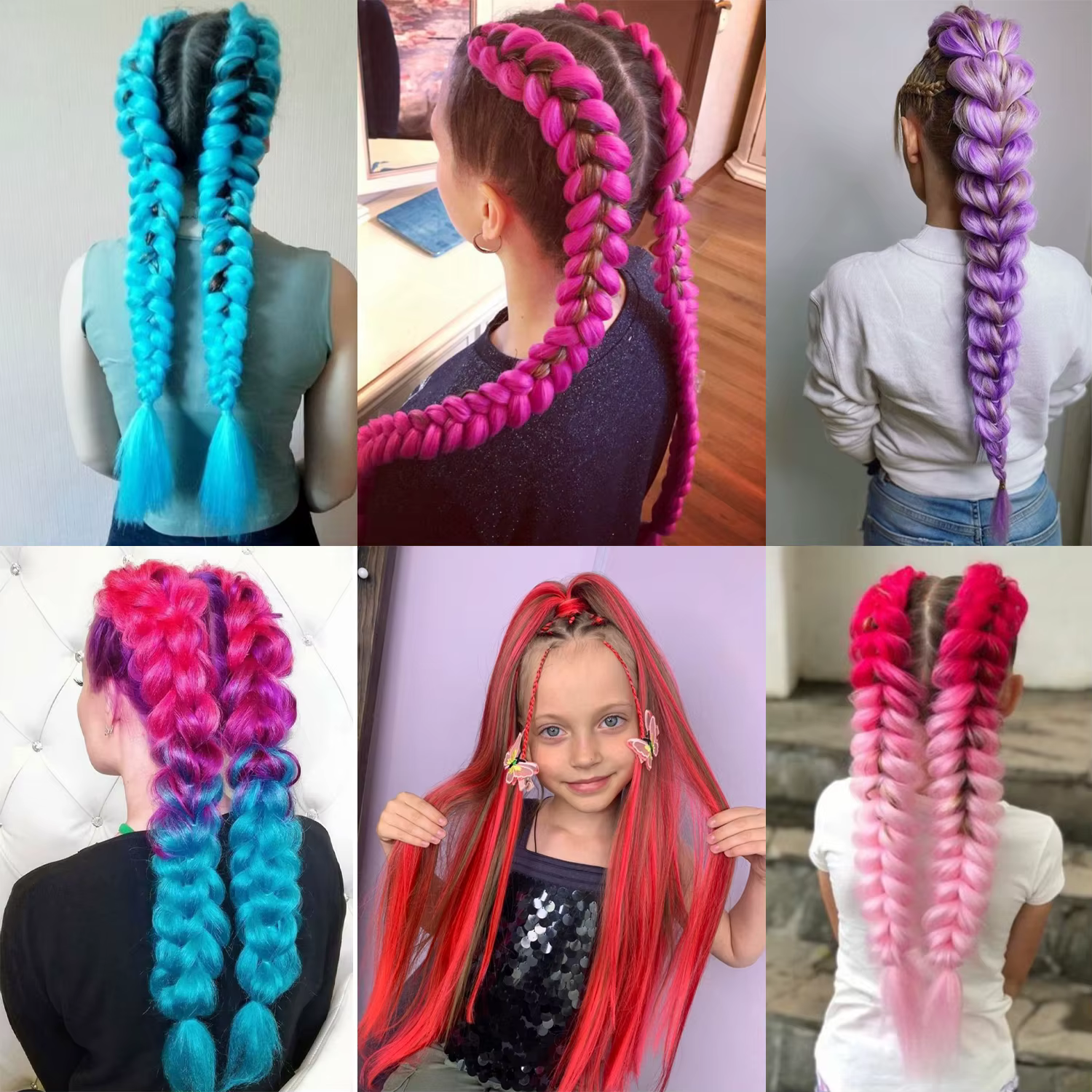 Queue de cheval synthétique longue et lisse de 28 pouces, queue de cheval tressée violette avec élas