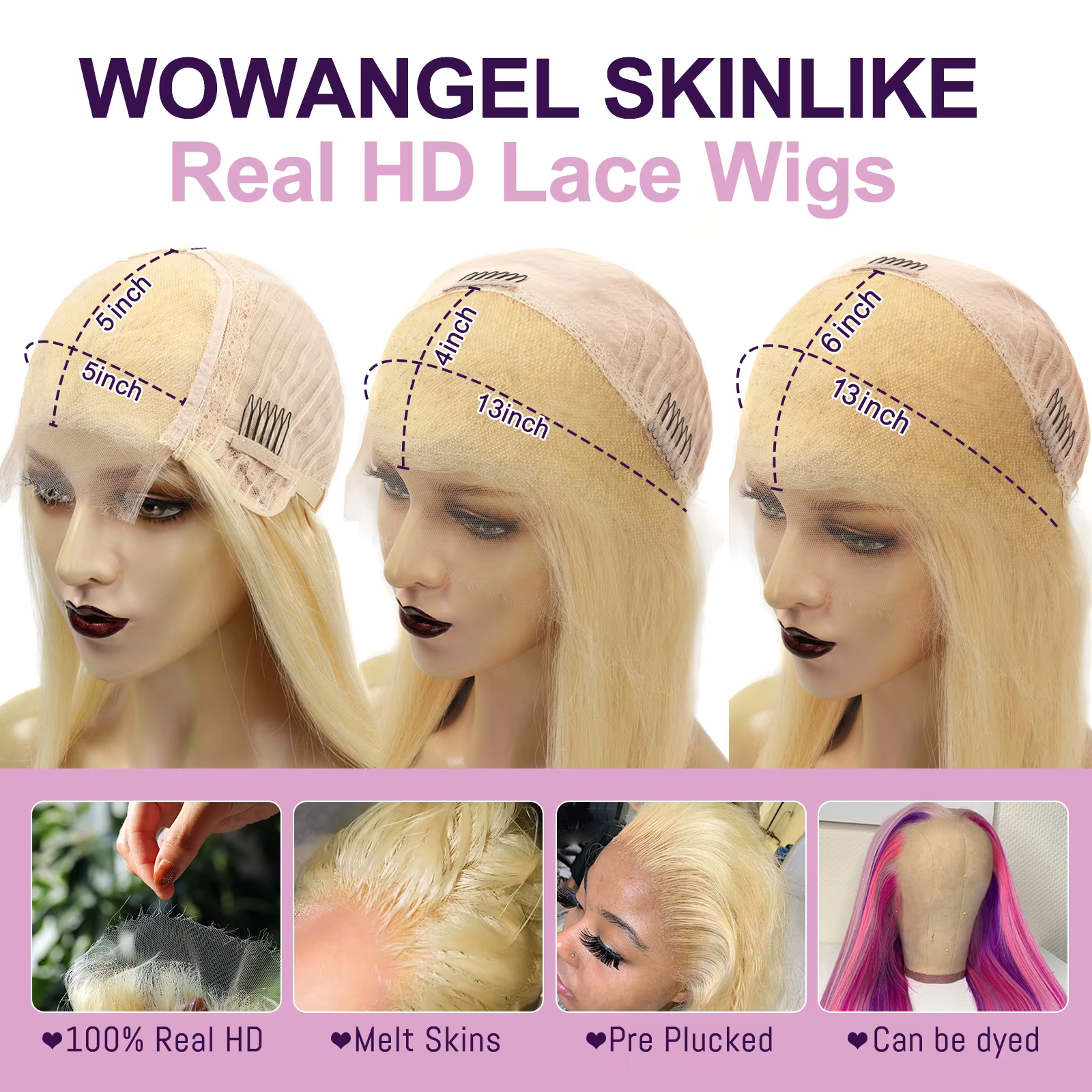 Perruque Lace Frontal Wig sans colle naturelle, 32 pouces, 250%, 13x6, HD, peau fondue, cuir chevelu