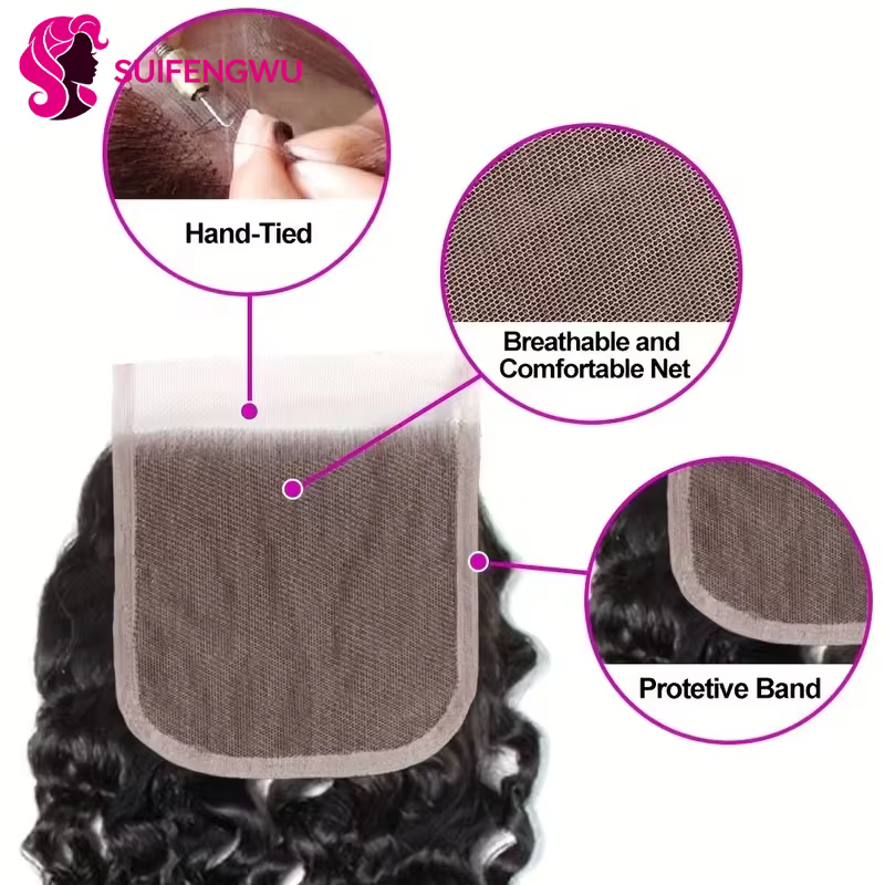 14A Kinky Curly Tissage Cheveux Humains Avec Fermeture 4X4 HD Closure Human Hair meche Tissages brés