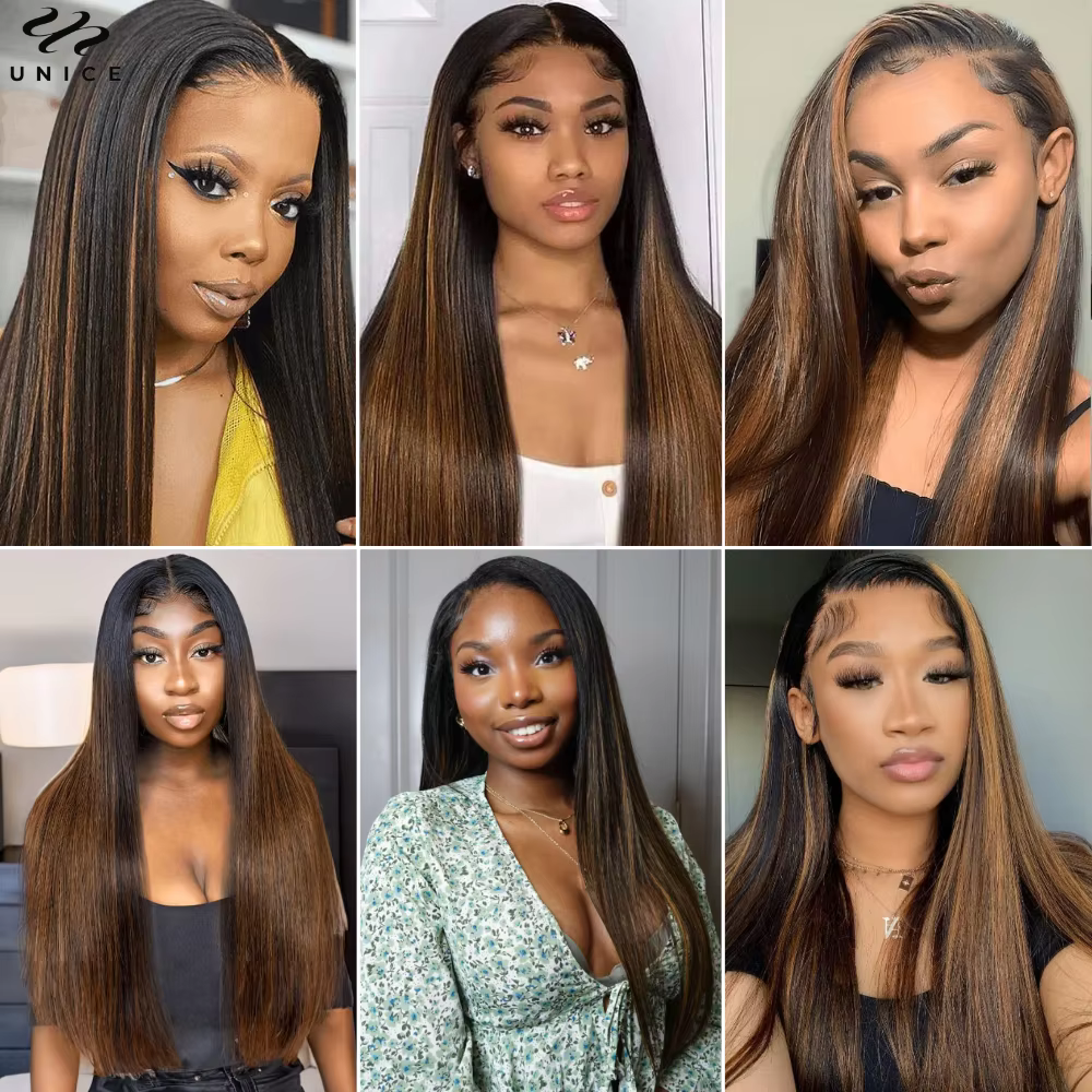 UNice Balayage Highlight Straight Bundles 1 ou 3 pièces/lot, extensions de cheveux 100% naturels pré