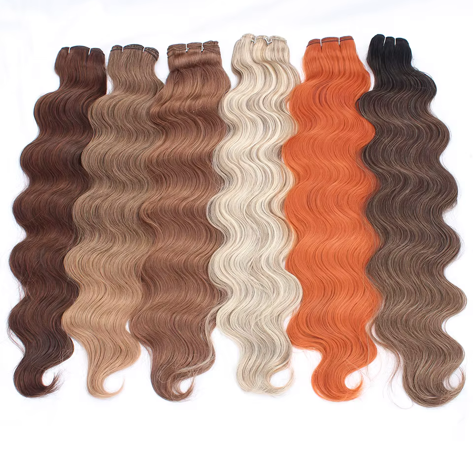 Mèches synthétiques Body Wave colorées 613, Extensions capillaires naturelles blondes Piano, queue d