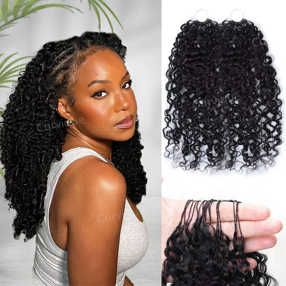 Extensions de cheveux humains bouclés au crochet, pré-séparées, sans nœuds, ondulations profondes, p