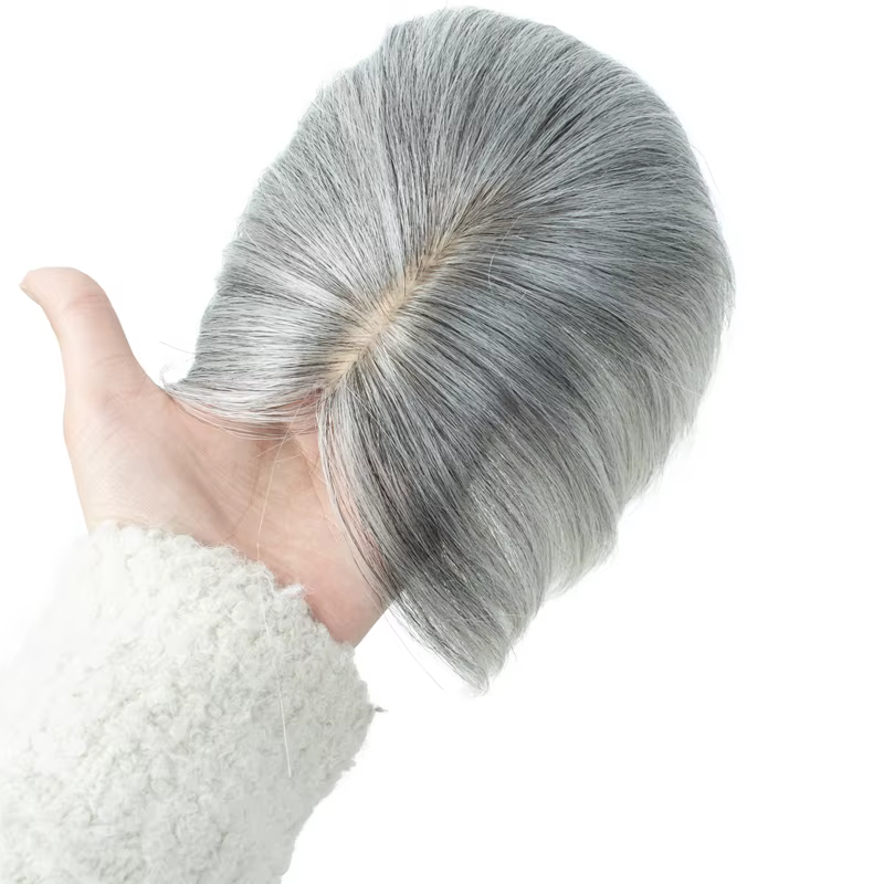 Toppers de vrais cheveux humains pour femmes Quotidien 360 °   Pièces de cheveux 3D avec mise à nive
