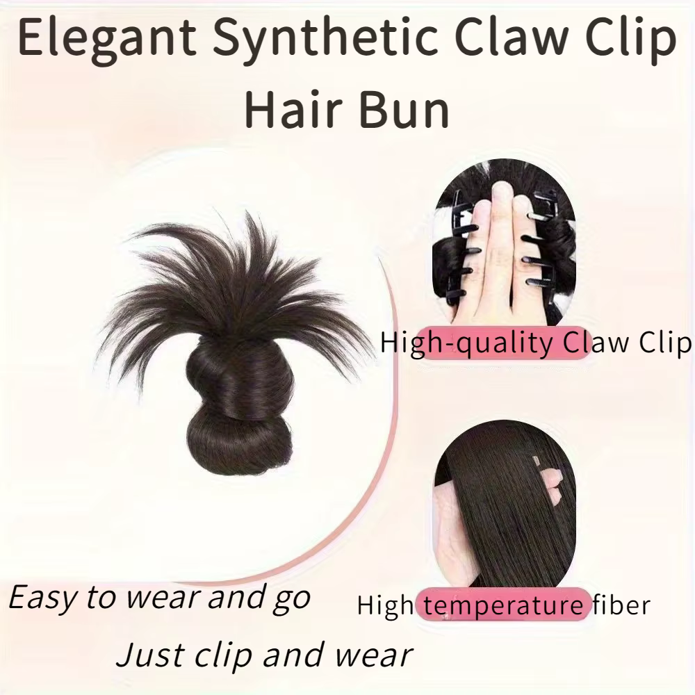 Chignon synthétique élégant à demi-cravate de 8 pouces, avec pince à griffes, perruque en plumes de