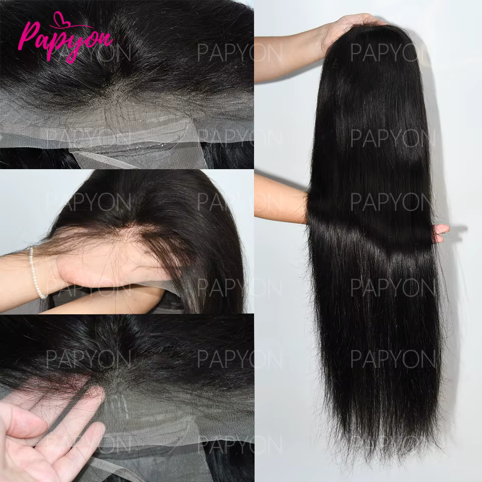 200% Density 30 Pouces Lisse Perruques Cheveux Humains 13X6 Perruque Brazilian   HD Transparent Lace