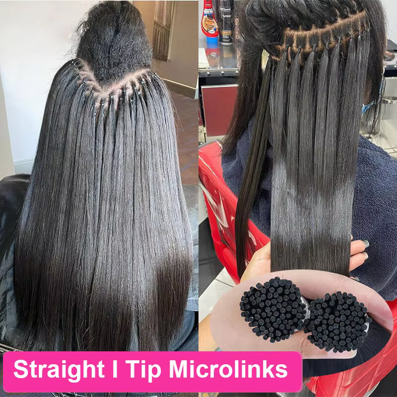 I Tip Extension de cheveux droite 100% Extension de cheveux humains 1g/brin 50 pièce/ensemble Capsul