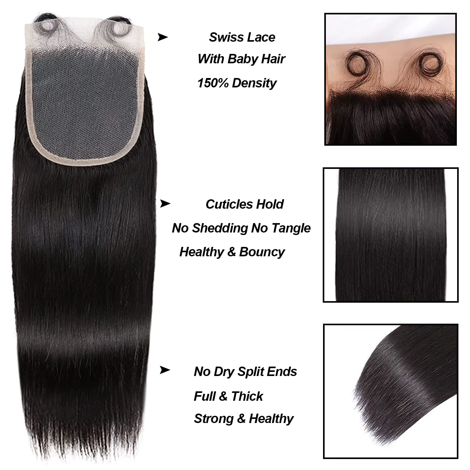 Cheveux humains lisses, 3 paquets avec frontal en dentelle 13x4, paquets de cheveux brésiliens vierg