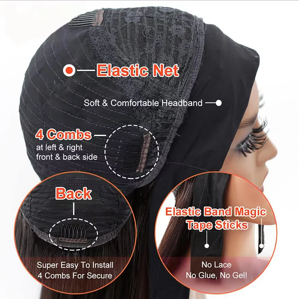 16-40 pouces 200 densité bandeau perruque vague de corps brésilien perruque de cheveux humains sans