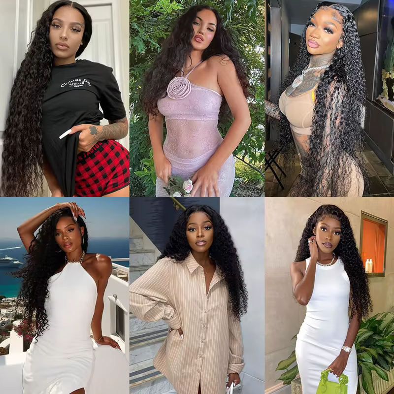 Perruque Lace Front Wig Deep Wave Brésilienne Naturelle, Cheveux Humains, 13x4, 13x6, Pre-Plucked, 1