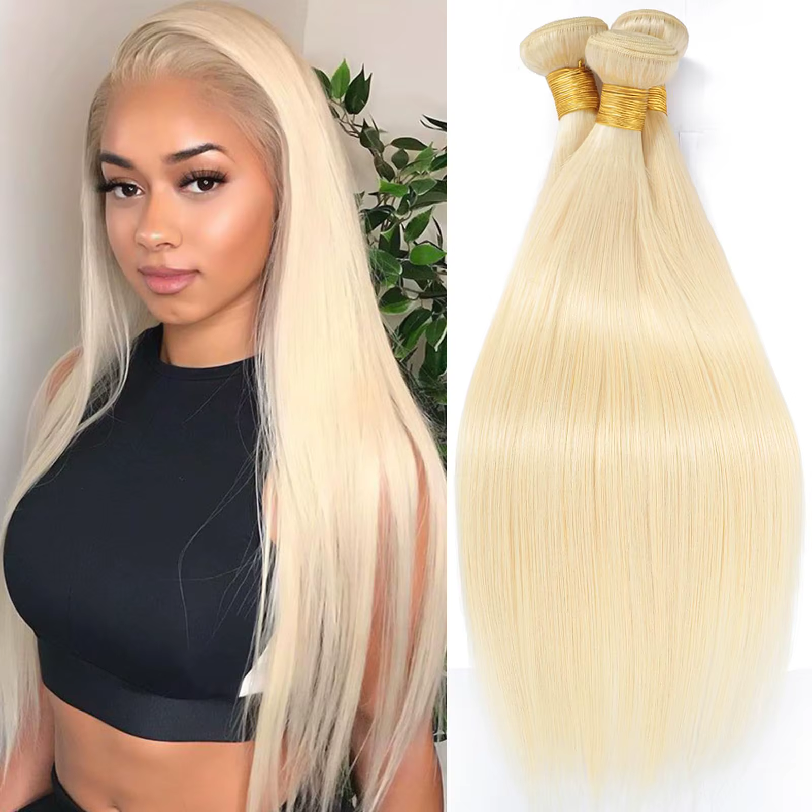 Cheveux humains blonds 3 paquets de cheveux raides brésiliens paquet miel blond vierge paquets Exten