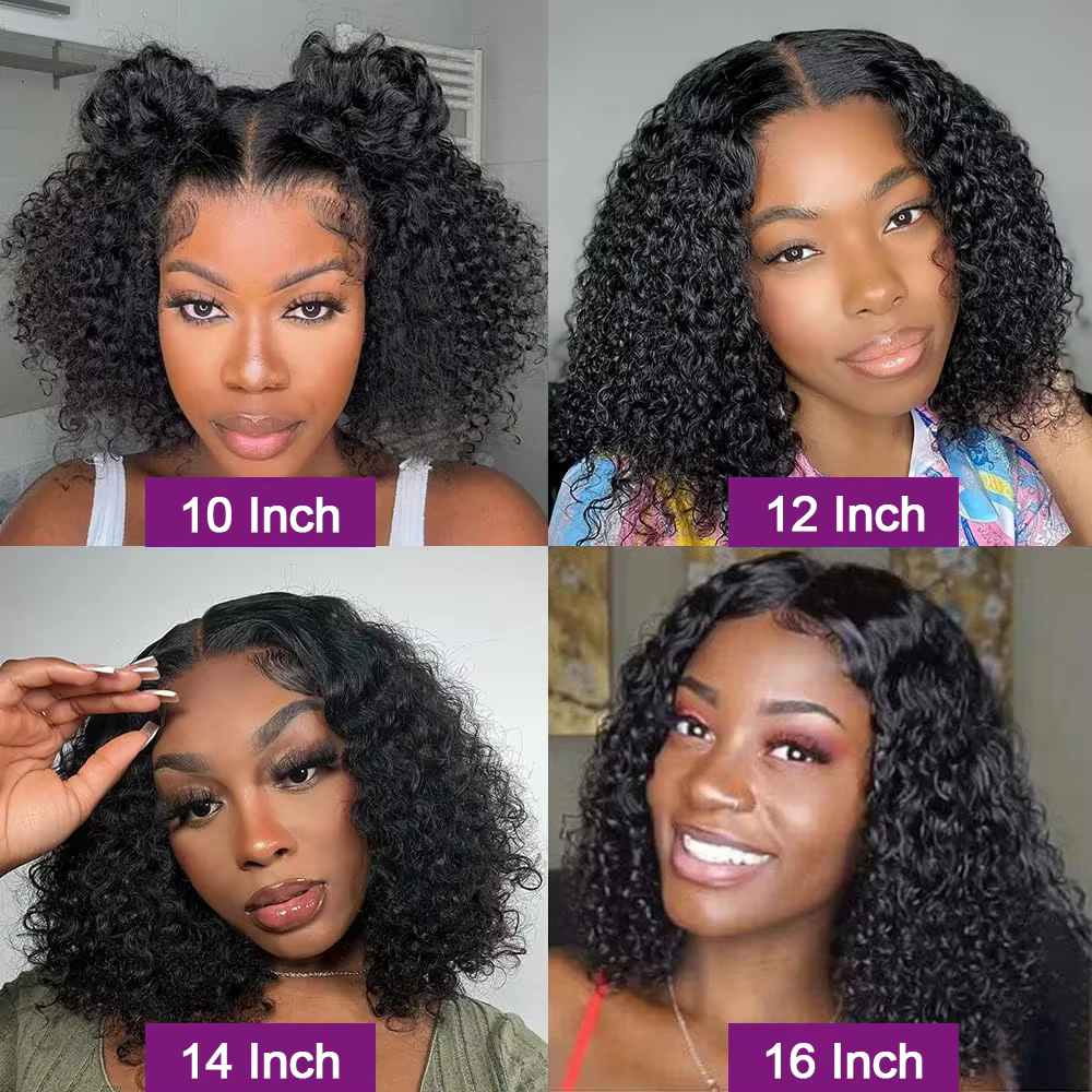 Perruque Bob Lace Front Wig brésilienne naturelle, cheveux courts bouclés, 13x4, vierges, 100% cheve
