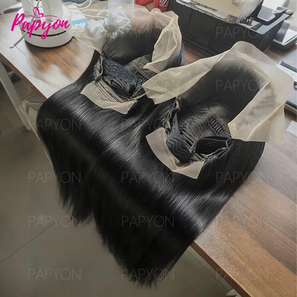 200% Density 30 Pouces Lisse Perruques Cheveux Humains 13X6 Perruque Brazilian   HD Transparent Lace