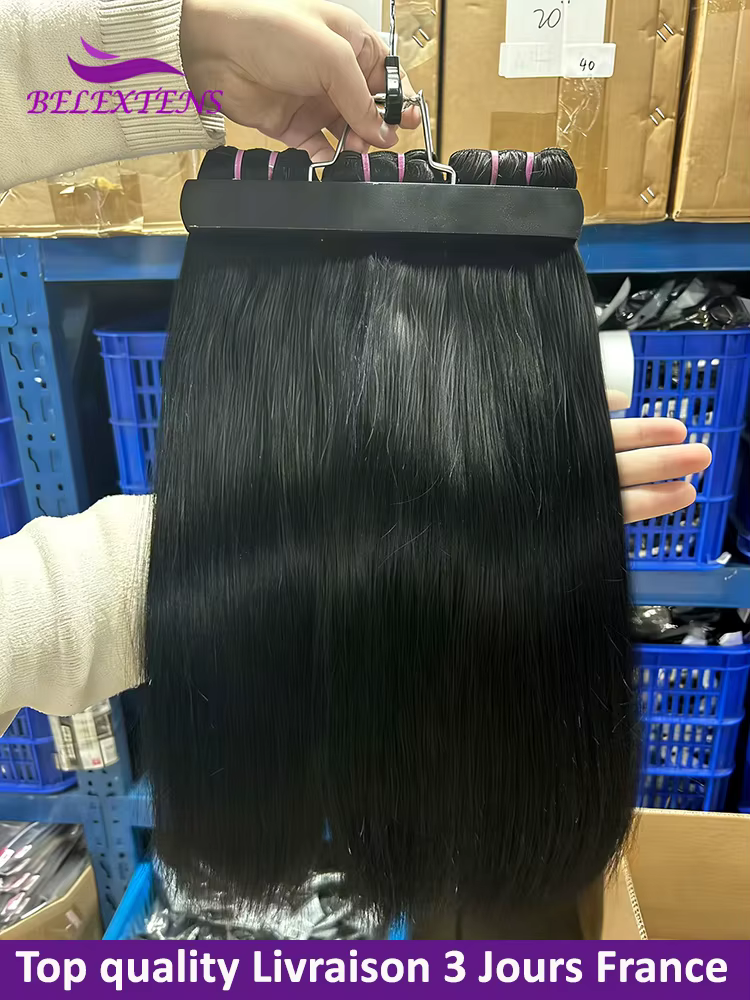 16A Super Double Drawn Tissage Cheveux Humains Lisses Vierge Non Traitée, Qualité Supérieure Extensi
