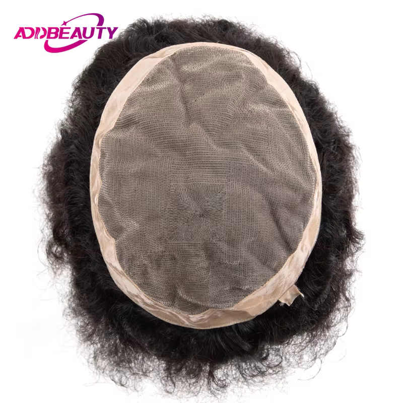 Perruques de cheveux humains indiens Afro Wave pour hommes, Toppers de cheveux bouclés, Toupet Mono 