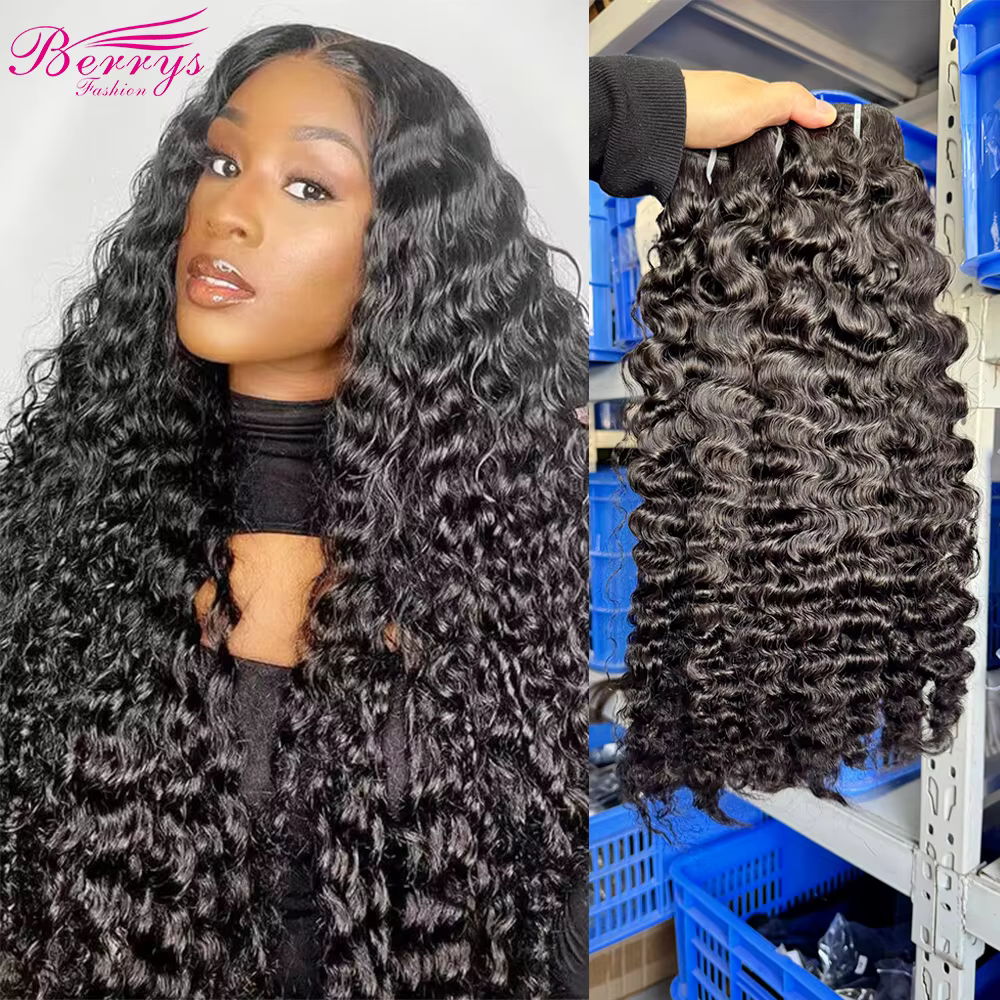 Berrys Cheveux Humains Vierges Bouclés Birmans en Lots de 30 Pouces, 100% Non Traités, Double Trame,