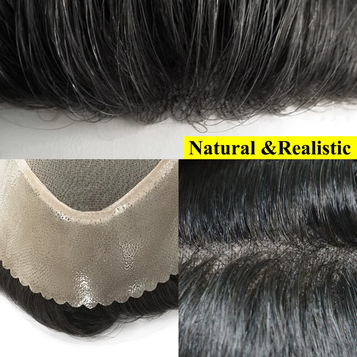 Système capillaire pour hommes en base fine et mono, 100% cheveux humains, respirant et durable, pro