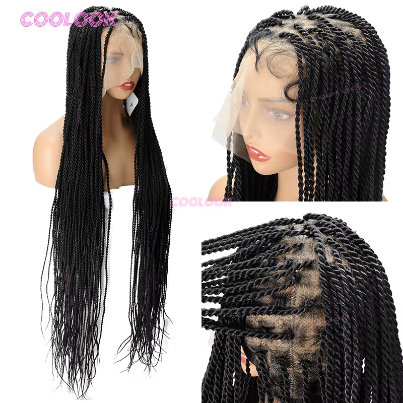 36 "Tenrow tresses dentelle perruque synthétique pleine dentelle tressée perruques pour les femmes n