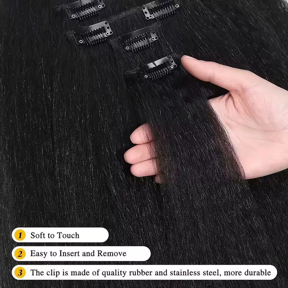 Extensions de cheveux humains lisses et bouclés, couleur naturelle, en cheveux humains brésiliens Re