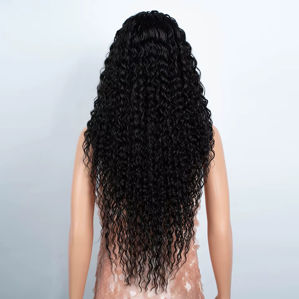 Perruque Lace Front Wig synthétique bouclée longue de 30 pouces, perruque de Cosplay ombrée brune HD