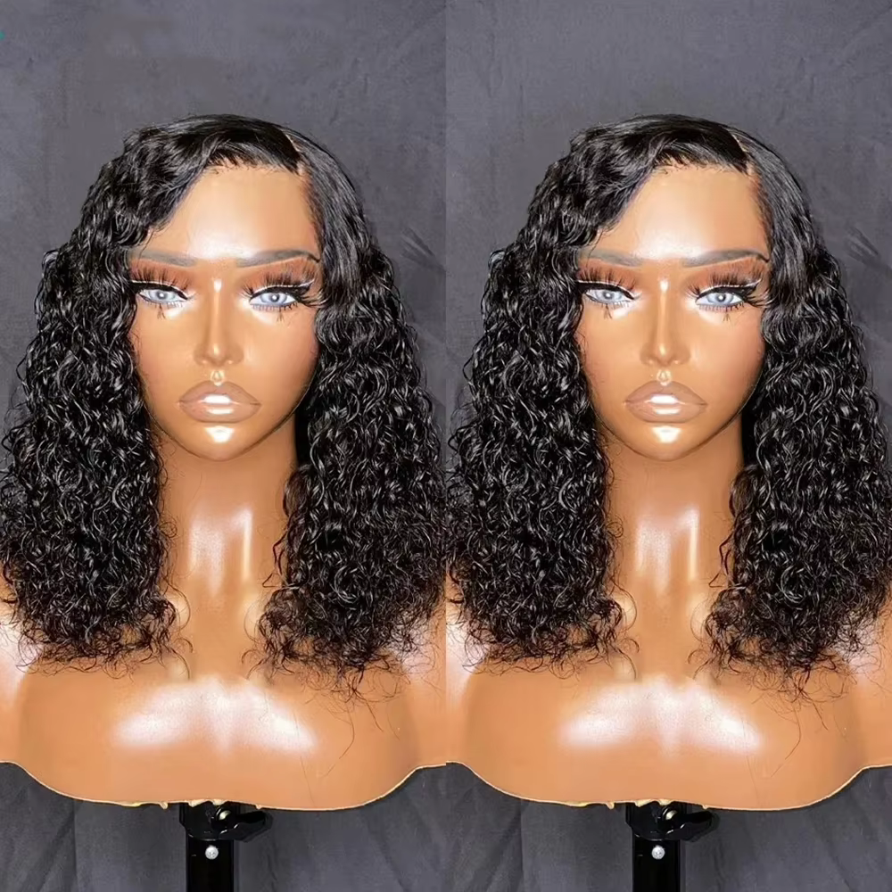 100% cheveux humains vague d'eau Bob perruques bouclés 6x4 HD sans colle perruque cheveux humains pr