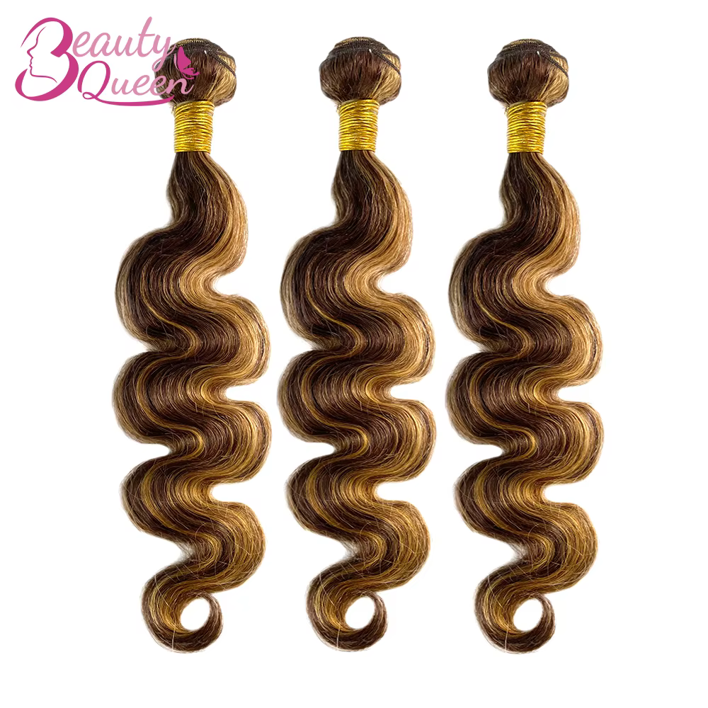 P4/27 Bundles de cheveux humains Body Wave avec closure, extensions de cheveux brésiliens avec front