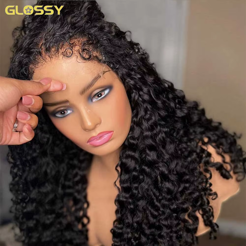 Perruque Lace Front Wig sans colle bouclée pour femme, cheveux naturels, Deep Wave, 13x6, 13x4, HD T