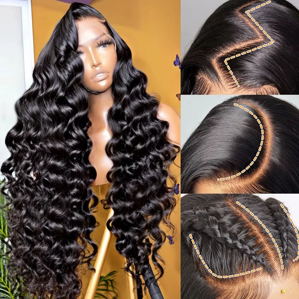 Perruques Lace Frontal en Cheveux Humains Vierges Brésiliens, Ondulées Profondes et Bouclées, Densit