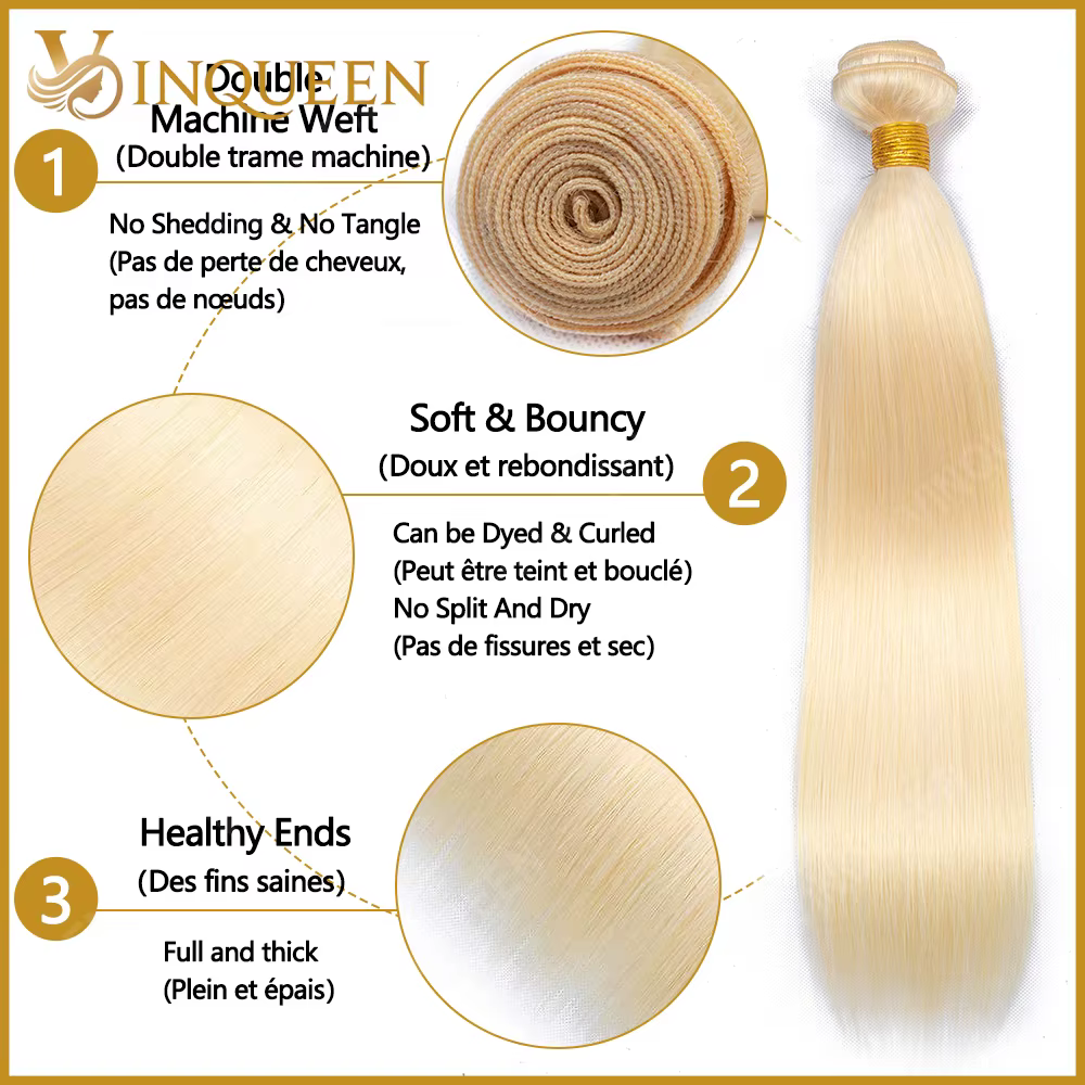 1/3/4 pièces 613 blonds cheveux humains paquets de cheveux humains droits brésilien Remy Extension T