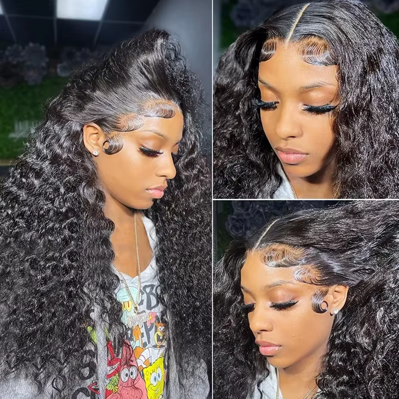 Perruque Lace Front Wig Deep Wave Brésilienne Naturelle, Cheveux Humains, 13x4, 13x6, Pre-Plucked, 1