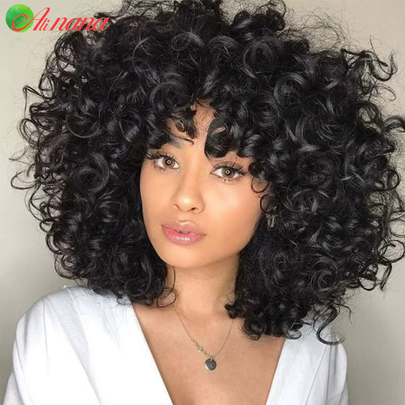 Perruque écharpe bouclée rebondissante brésilienne gingembre/marron/blond couleur pleine Machine per