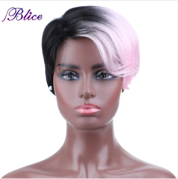 Blice-Perruque Synthétique Courte pour Femme, Perruques Colorées, Bouclée Naturelle, Frange Latérale