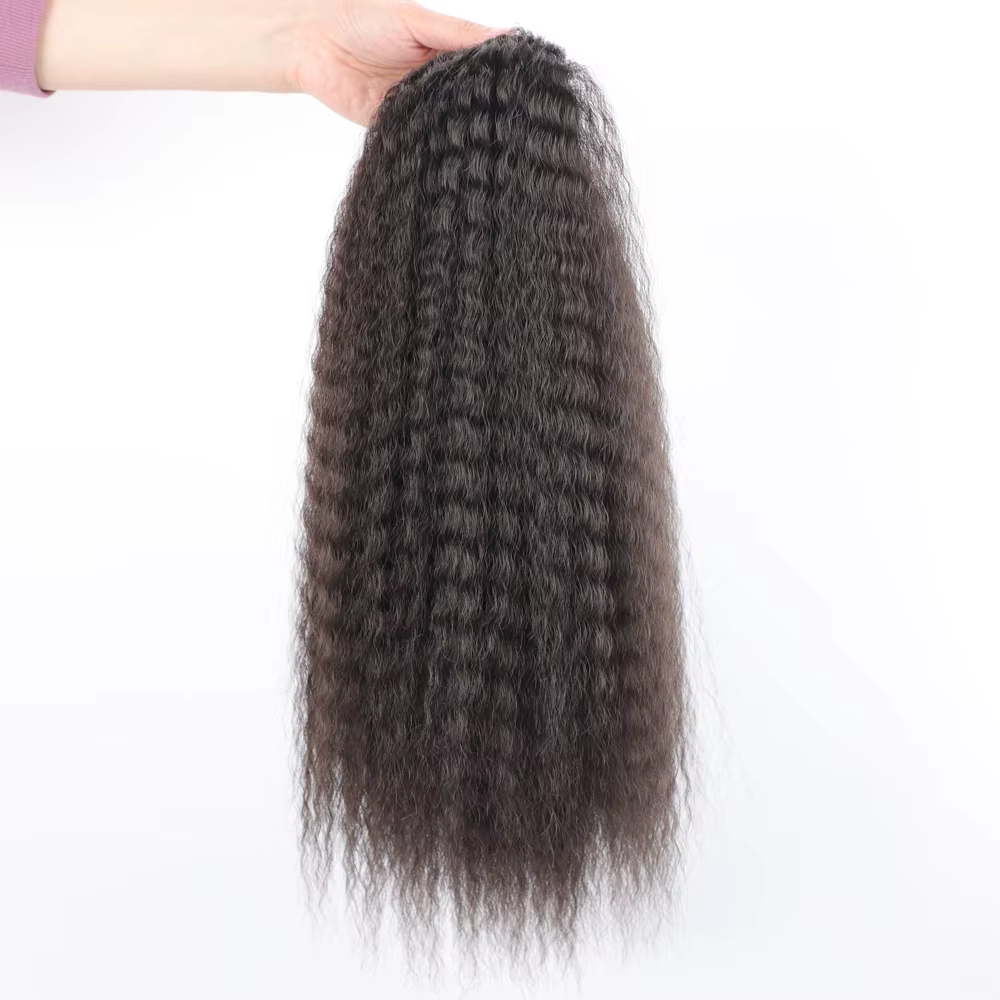 Faux cordon synthétique queue de cheval Extension de cheveux élastique pour les femmes crépus bouclé