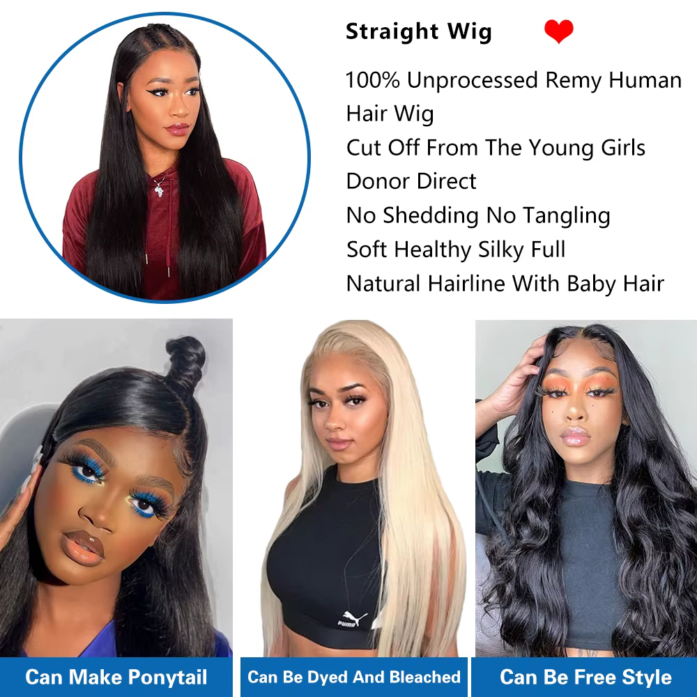 360 HD dentelle frontale perruque cheveux humains droite dentelle avant perruque brésilienne cheveux
