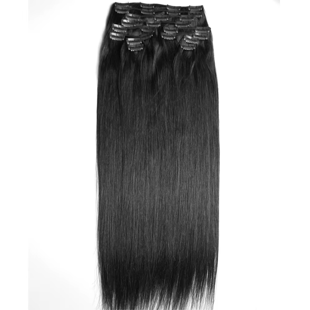 Chocola Clip en 100% Extensions de cheveux humains brésiliens Remy pleine tête 16 "-28" 12 pièces en