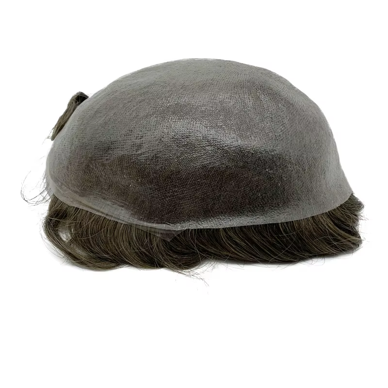 Toupet pour hommes, peau Super fine, nœud fort, remplacement de cheveux, ligne de cheveux avant indé
