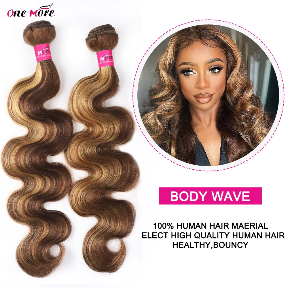Lot de 5x5 mèches de cheveux humains blond miel ondulées avec closure, couleur ombrée et mèches cont