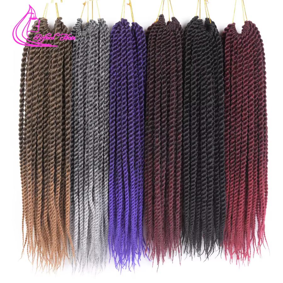 Tresses synthétiques au Crochet torsadées sénégalaises ombrées marron gris Extensions de cheveux tre