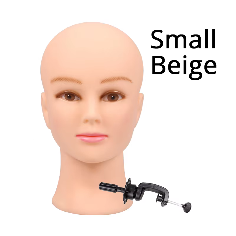 Tête de mannequin chauve avec pince, tête de mannequin féminine pour perruque, chapeau exécutif, aff