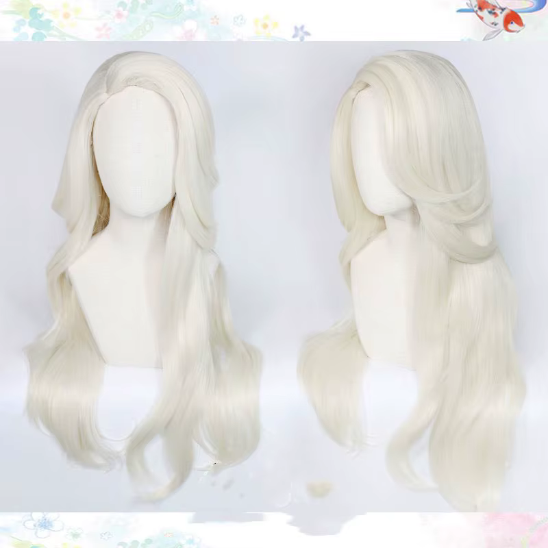 Perruque cosplay synthétique Elsa Snow Ice Queen, cheveux longs et ondulés, avec bonnet, nouveauté