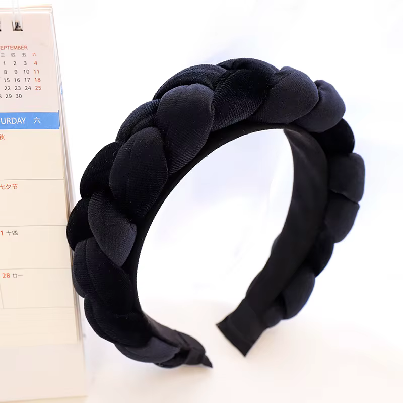 Bandeau tressé en velours pour femmes et filles, accessoires de cheveux