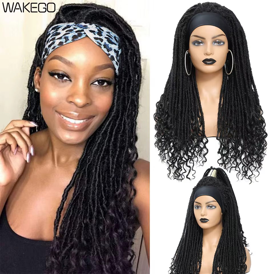 Wakego-Perruque de Dreadlocks Longs pour Femme, Tresse de Déesse, Bandeau de Sauna, Faux Locs Doux, 